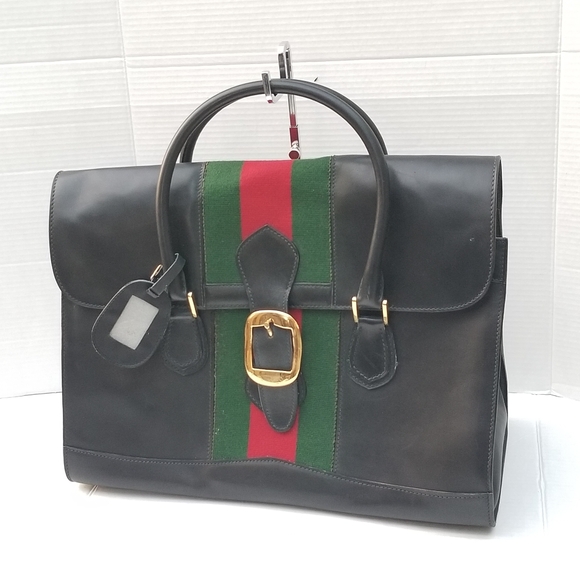 Auth Vintage Gucci Web Rare UNISEX Boston Carryall weekender mini luggage XL bag - Picture 8 of 16